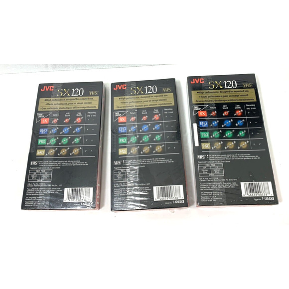 Three JVC SX 120 High Performance Blank VHS Video‎ Cassette Tape New & Sealed - Picture 4 of 5